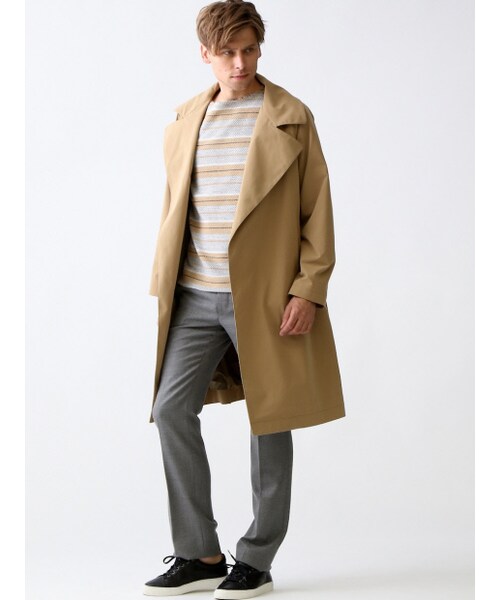 ABAHOUSE（アバハウス）の「ポリエステルストレッチオーバーコート【予約】（トレンチコート・メンズ・キャメル/カーキ・44/46/48）」の10枚目の写真
