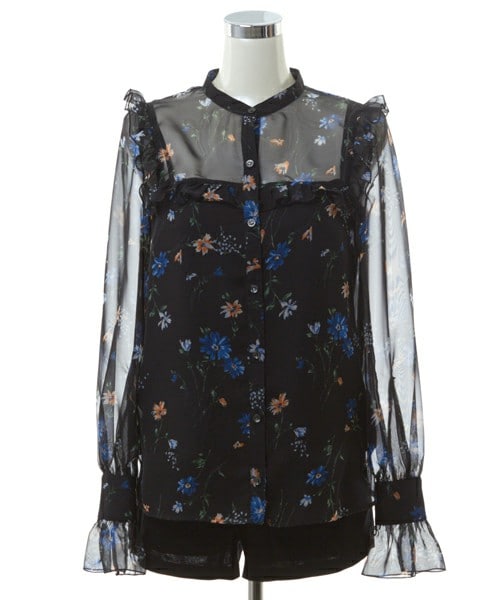 DRWCYS（ドロシーズ）の「花柄シフォンブラウス（シャツ/ブラウス・レディース・グリーン/ブラック/ピンク・M）」の2枚目の写真