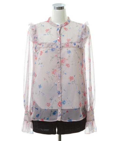 DRWCYS（ドロシーズ）の「花柄シフォンブラウス（シャツ/ブラウス・レディース・グリーン/ブラック/ピンク・M）」の3枚目の写真