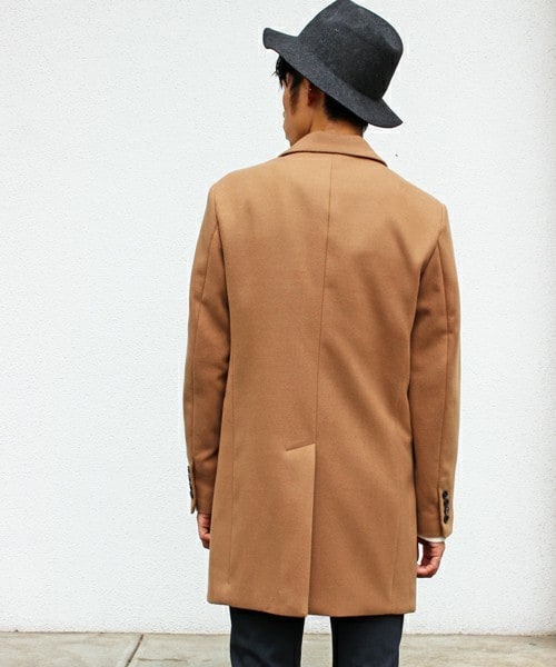 UNION STATION（ユニオンステーション）の「メンズノンノ【MEN'S NON-NO】11月号　P124　野村周平さん着用商品　スムースメルトンチェスターコート（チェスターコート・メンズ・ブラック/グレー/ネイビー/キャメル・S/M/L/LL）」の6枚目の写真