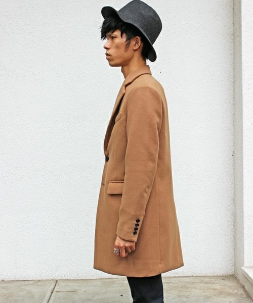 UNION STATION（ユニオンステーション）の「メンズノンノ【MEN'S NON-NO】11月号　P124　野村周平さん着用商品　スムースメルトンチェスターコート（チェスターコート・メンズ・ブラック/グレー/ネイビー/キャメル・S/M/L/LL）」の5枚目の写真