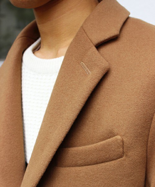 UNION STATION（ユニオンステーション）の「メンズノンノ【MEN'S NON-NO】11月号　P124　野村周平さん着用商品　スムースメルトンチェスターコート（チェスターコート・メンズ・ブラック/グレー/ネイビー/キャメル・S/M/L/LL）」の7枚目の写真