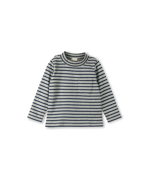 BRANSHES(ブランシェス)の「ハイネックポケットTシャツ(Tシャツ/カットソー・キッズ・オフホワイト/アイボリー/グレー/杢グレー・80~150)」の3枚目の写真