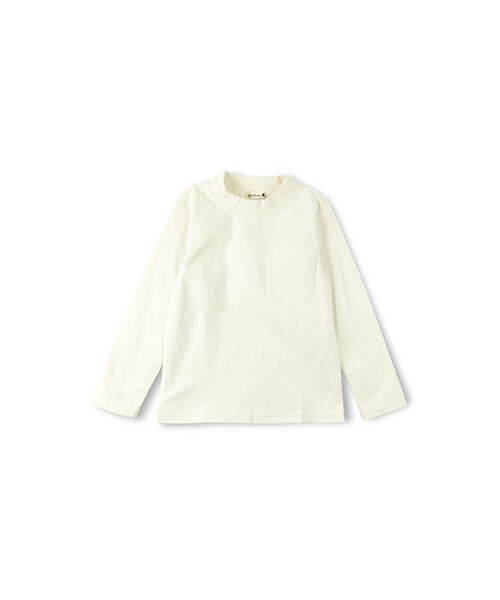 BRANSHES(ブランシェス)の「ハイネックポケットTシャツ(Tシャツ/カットソー・キッズ・オフホワイト/アイボリー/グレー/杢グレー・80~150)」の1枚目の写真