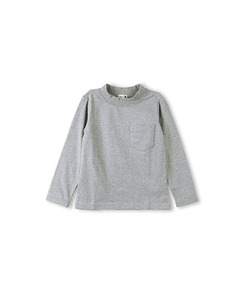 BRANSHES(ブランシェス)の「ハイネックポケットTシャツ(Tシャツ/カットソー・キッズ・オフホワイト/アイボリー/グレー/杢グレー・80~150)」の4枚目の写真