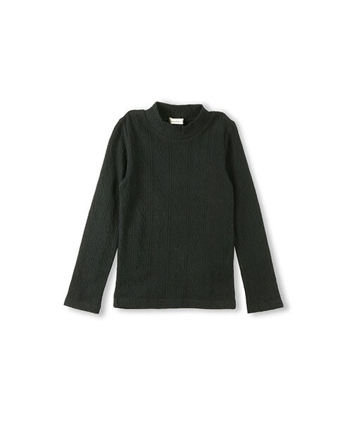 BRANSHES(ブランシェス)の「ケーブルニットハイネックTシャツ(Tシャツ/カットソー・キッズ・オフホワイト/レッド/ブラック/ピンク・80~150/80~130)」の2枚目の写真