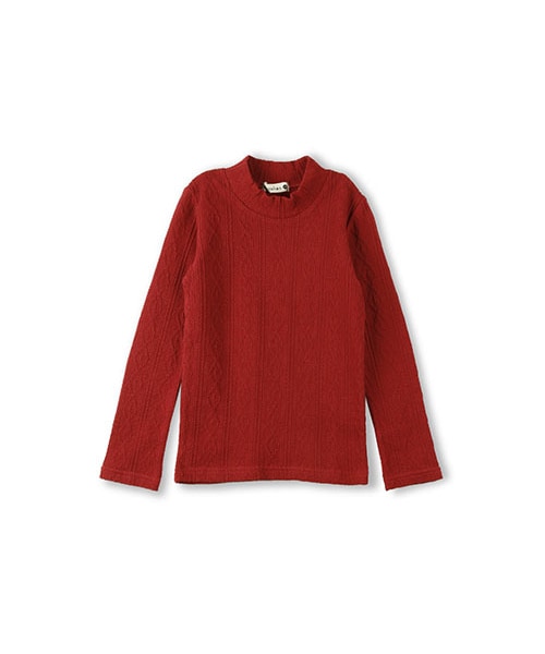 BRANSHES(ブランシェス)の「ケーブルニットハイネックTシャツ(Tシャツ/カットソー・キッズ・オフホワイト/レッド/ブラック/ピンク・80~150/80~130)」の4枚目の写真