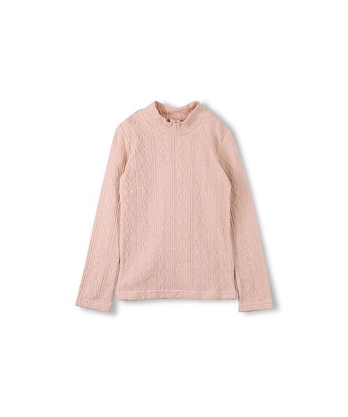 BRANSHES(ブランシェス)の「ケーブルニットハイネックTシャツ(Tシャツ/カットソー・キッズ・オフホワイト/レッド/ブラック/ピンク・80~150/80~130)」の3枚目の写真