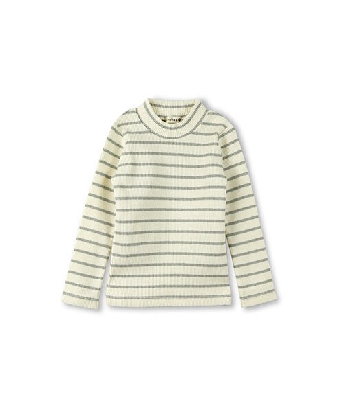 BRANSHES（ブランシェス）の「テレコボーダーTシャツ（Tシャツ/カットソー・キッズ・ネイビーブルー/杢グレー/キャメル/エンジ・80～150）」の2枚目の写真