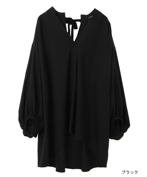 w closet(ダブルクローゼット)の「後ろリボンボリューム袖プルオーバー(トップス・レディース・オフホワイト/キャメル/ブラック・FREE)」の2枚目の写真