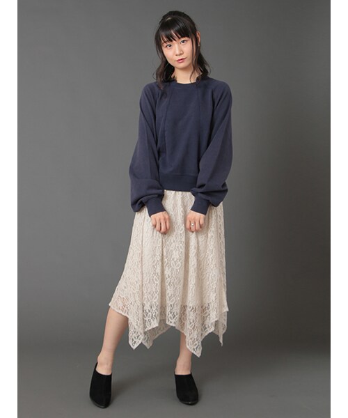 w closet(ダブルクローゼット)の「リメイク風ロング袖プルオーバー(トップス・レディース・オレンジ/ネイビー/スミクロ・FREE)」の10枚目の写真