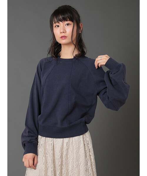 w closet(ダブルクローゼット)の「リメイク風ロング袖プルオーバー(トップス・レディース・オレンジ/ネイビー/スミクロ・FREE)」の4枚目の写真