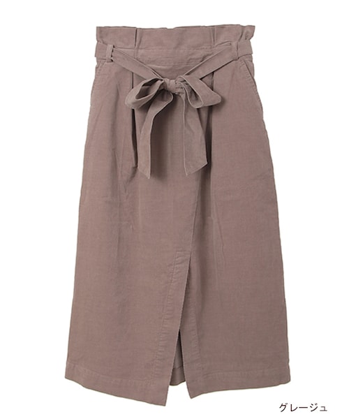 w closet（ダブルクローゼット）の「ウェストリボン付きラップ風スカート（スカート・レディース・グレージュ/Dピンク/ブラック・FREE）」の2枚目の写真