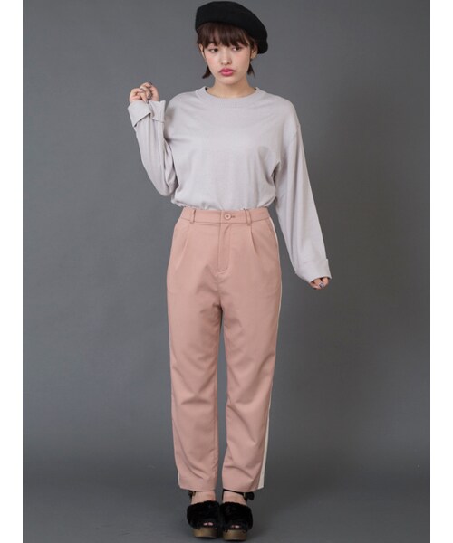 w closet（ダブルクローゼット）の「【SET FAIR対象】ツイルライン入りタックパンツ（パンツ・レディース・コーラルピンク/グレー/ブラック・FREE）」の14枚目の写真