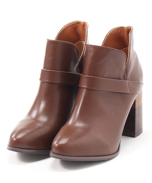 laboratory work（ラボラトリーワーク）の「ツートンヒールショートブーツ（シューズ・レディース・ブラック/ライトブラウン・M/L）」の2枚目の写真