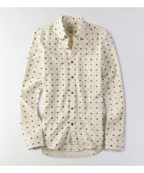 American Eagle（アメリカンイーグル）の「AEOプリントシャツ（シャツ/ブラウス・メンズ・クリーム・XS/S/M/L/XL/XXL/XXXL）」の1枚目の写真