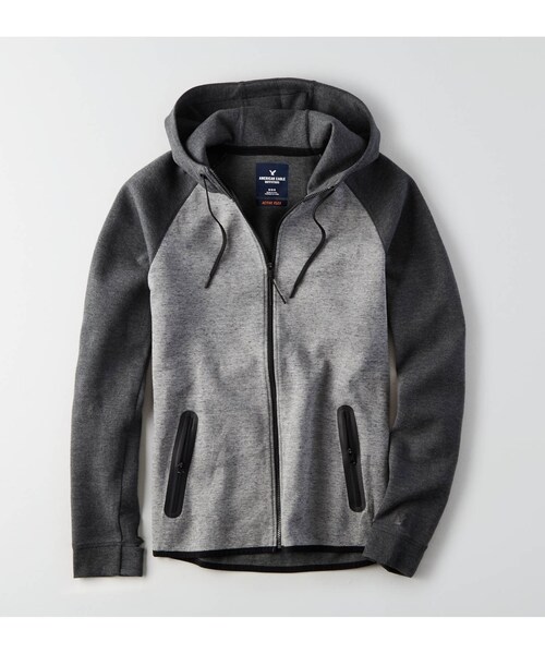 American Eagle(アメリカンイーグル)の「AEOアクティブフレックスジップフーディー(パーカー・メンズ・グレー/レッド/ライトグレー・XS/S/M/L/XL/XXXL/XXL)」の1枚目の写真