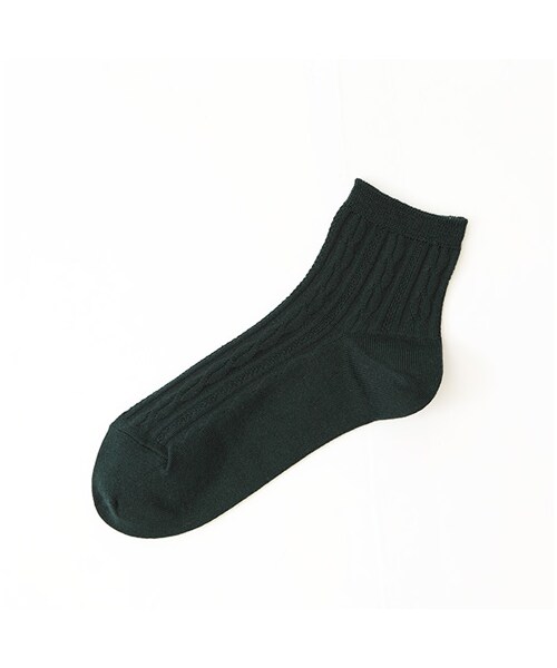 靴下屋（クツシタヤ）の「◆カタログ掲載◆リンクス縄柄ショートソックス（ソックス・靴下・レディース・オフホワイト/クロ/グレーモク/チャコールモク/モカチャ/アカ/エンジ/カラシ/ダークグリーン/コン/ターコイズブルー・22.0～24.0cm）」の5枚目の写真