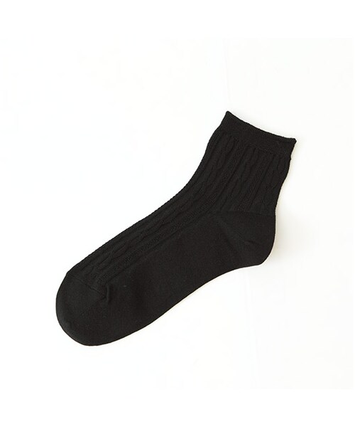 靴下屋（クツシタヤ）の「◆カタログ掲載◆リンクス縄柄ショートソックス（ソックス・靴下・レディース・オフホワイト/クロ/グレーモク/チャコールモク/モカチャ/アカ/エンジ/カラシ/ダークグリーン/コン/ターコイズブルー・22.0～24.0cm）」の2枚目の写真