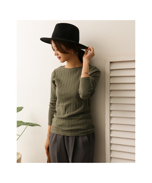 URBAN RESEARCH DOORS（アーバンリサーチドアーズ）の「針抜きフライス長袖Tシャツ（トップス・レディース・BROWN/OFF/KHAKI/BLACK・one）」の11枚目の写真