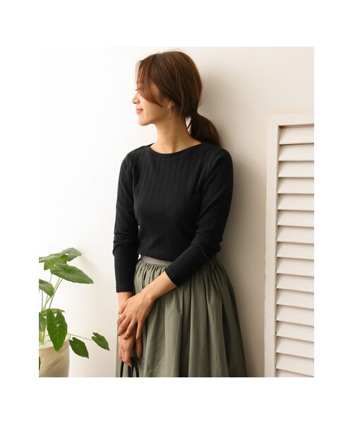 URBAN RESEARCH DOORS（アーバンリサーチドアーズ）の「針抜きフライス長袖Tシャツ（トップス・レディース・BROWN/OFF/KHAKI/BLACK・one）」の16枚目の写真