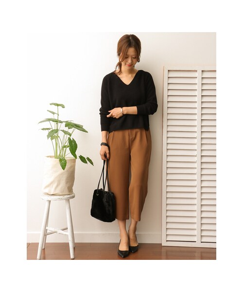 URBAN RESEARCH DOORS(アーバンリサーチドアーズ)の「ポリエステルクロップドパンツ(パンツ・レディース・BROWN/BLACK・36/38)」の6枚目の写真