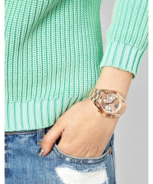 MICHAEL KORS(マイケルコース)の「Michael Kors Bradshaw Mini Rose Gold Chronograph Watch 36mm MK5799(アナログ腕時計・レディース・Pink・One Size)」の3枚目の写真