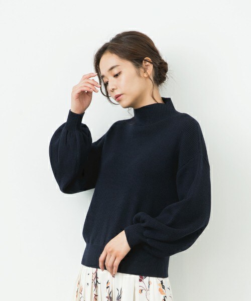 actuel（アクチュエル）の「ボトルネック袖ボリュームニット（ニット/セーター・レディース・オフホワイト/グレー/ネイビー/キャメル・FREE）」の8枚目の写真