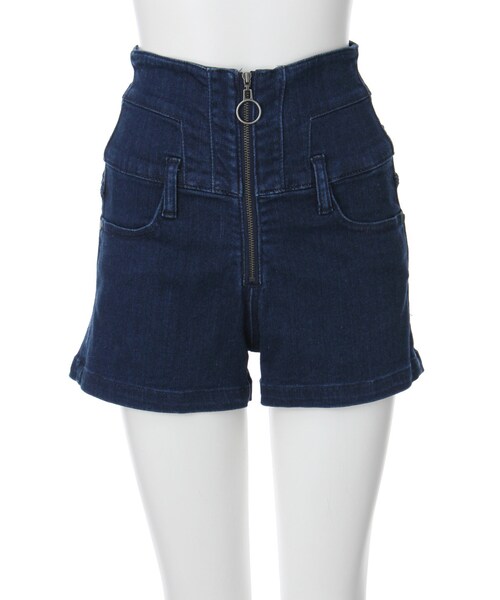 EMODA(エモダ)の「RING ZIP ハイウエストショートパンツ(パンツ・レディース・ブラック/インディゴ・XS/S/M)」の3枚目の写真
