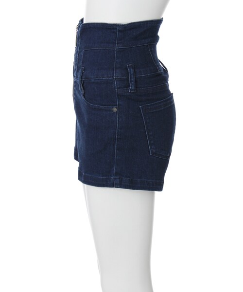 EMODA(エモダ)の「RING ZIP ハイウエストショートパンツ(パンツ・レディース・ブラック/インディゴ・XS/S/M)」の4枚目の写真