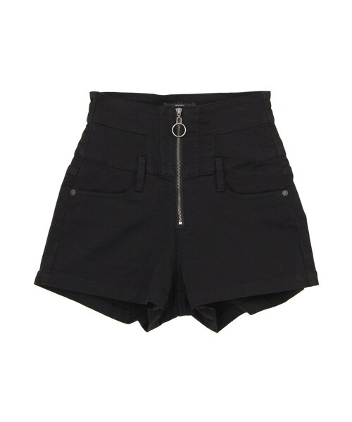 EMODA(エモダ)の「RING ZIP ハイウエストショートパンツ(パンツ・レディース・ブラック/インディゴ・XS/S/M)」の1枚目の写真