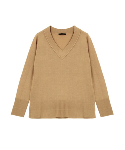 EMODA(エモダ)の「basic wide Vネックトップ(トップス・レディース・ホワイト/グレー/ブラック/レッド/ベージュ・F)」の4枚目の写真