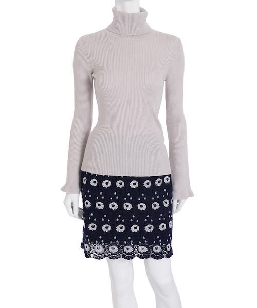 MERCURYDUO（マーキュリーデュオ）の「タートルリブニット（トップス・レディース・オフホワイト/ライトグレー/ネイビー/ブラウン）」の2枚目の写真