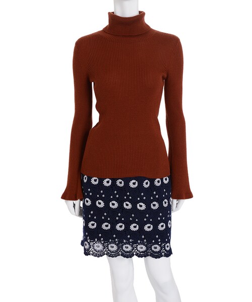 MERCURYDUO（マーキュリーデュオ）の「タートルリブニット（トップス・レディース・オフホワイト/ライトグレー/ネイビー/ブラウン）」の3枚目の写真