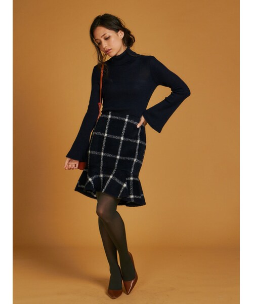 MERCURYDUO（マーキュリーデュオ）の「タートルリブニット（トップス・レディース・オフホワイト/ライトグレー/ネイビー/ブラウン）」の12枚目の写真