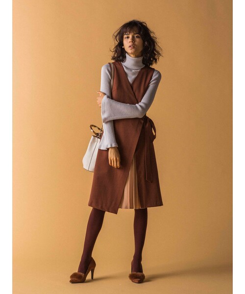 MERCURYDUO（マーキュリーデュオ）の「タートルリブニット（トップス・レディース・オフホワイト/ライトグレー/ネイビー/ブラウン）」の6枚目の写真