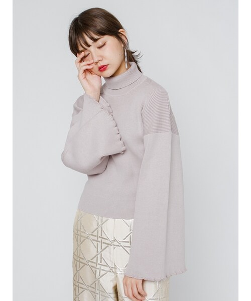merry jenny(メリージェニー)の「フレアスリーブリブニット(トップス・レディース・ブラック/イエロー/ベージュ・F)」の5枚目の写真