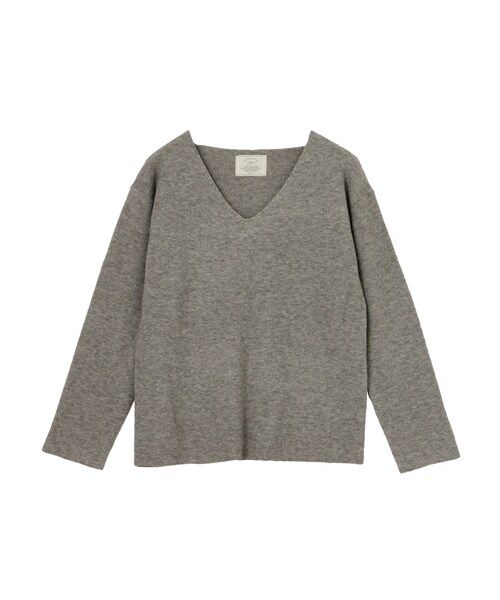 Ungrid（アングリッド）の「片畔Vネックニット（トップス・レディース・オフホワイト/ライトグレー/レッド/ブルー/キャメル・F）」の2枚目の写真