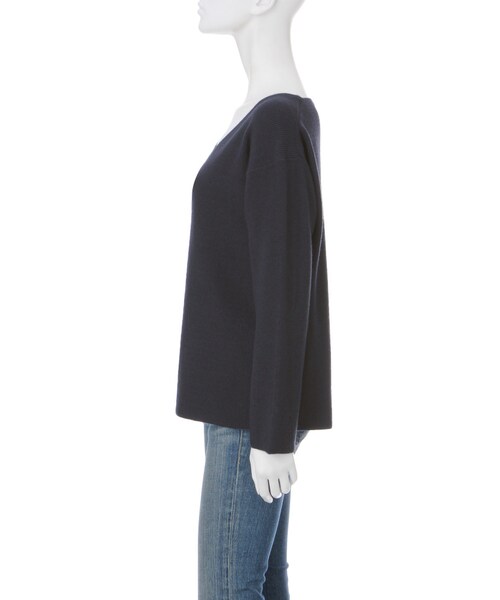 Ungrid（アングリッド）の「片畔Vネックニット（トップス・レディース・オフホワイト/ライトグレー/レッド/ブルー/キャメル・F）」の7枚目の写真