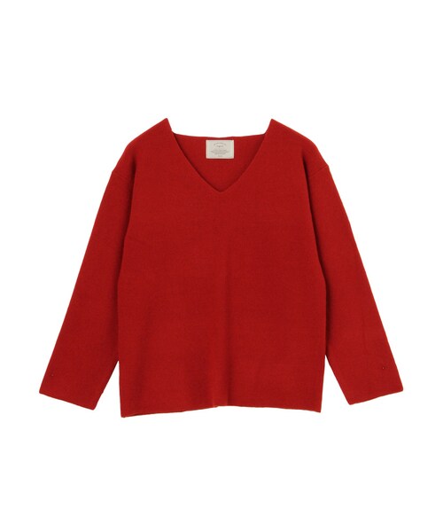 Ungrid（アングリッド）の「片畔Vネックニット（トップス・レディース・オフホワイト/ライトグレー/レッド/ブルー/キャメル・F）」の5枚目の写真