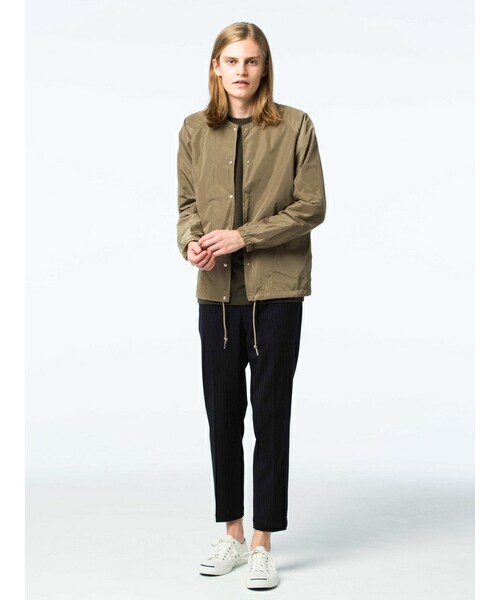 koe（コエ）の「ノーカラーコーチジャケット（ジャケット/アウター・メンズ・ベージュ/カーキ/ネイビー・S/M/L/LL）」の6枚目の写真