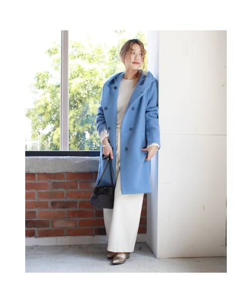 JOURNAL STANDARD（ジャーナルスタンダード）の「《予約》ダブルモッサー2Wayフードロングコート◆（ジャケット/アウター・ブラック/グレー/ナチュラル/ブルー A・S/M）」の11枚目の写真