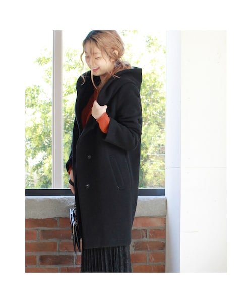 JOURNAL STANDARD（ジャーナルスタンダード）の「《予約》ダブルモッサー2Wayフードロングコート◆（ジャケット/アウター・ブラック/グレー/ナチュラル/ブルー A・S/M）」の14枚目の写真