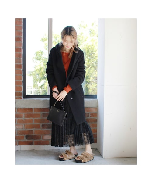 JOURNAL STANDARD（ジャーナルスタンダード）の「《予約》ダブルモッサー2Wayフードロングコート◆（ジャケット/アウター・ブラック/グレー/ナチュラル/ブルー A・S/M）」の12枚目の写真