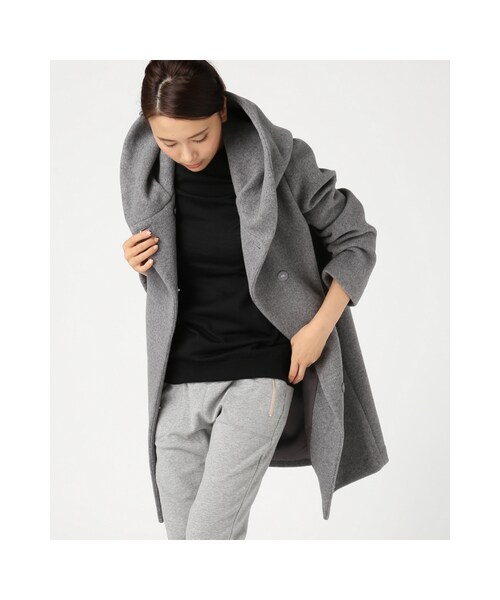 JOURNAL STANDARD（ジャーナルスタンダード）の「《予約》ダブルモッサー2Wayフードロングコート◆（ジャケット/アウター・ブラック/グレー/ナチュラル/ブルー A・S/M）」の16枚目の写真