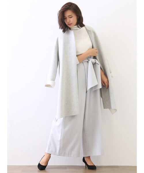 qualite（カリテ）の「ラップワイドパンツ【予約】（パンツ・レディース・ライトグレー/ミックス・1/2）」の12枚目の写真