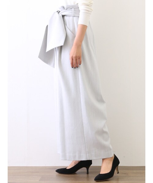 qualite（カリテ）の「ラップワイドパンツ【予約】（パンツ・レディース・ライトグレー/ミックス・1/2）」の4枚目の写真