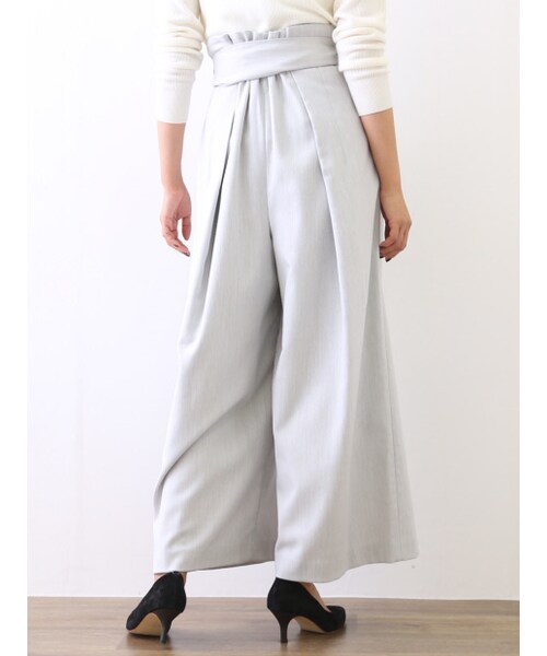 qualite（カリテ）の「ラップワイドパンツ【予約】（パンツ・レディース・ライトグレー/ミックス・1/2）」の5枚目の写真