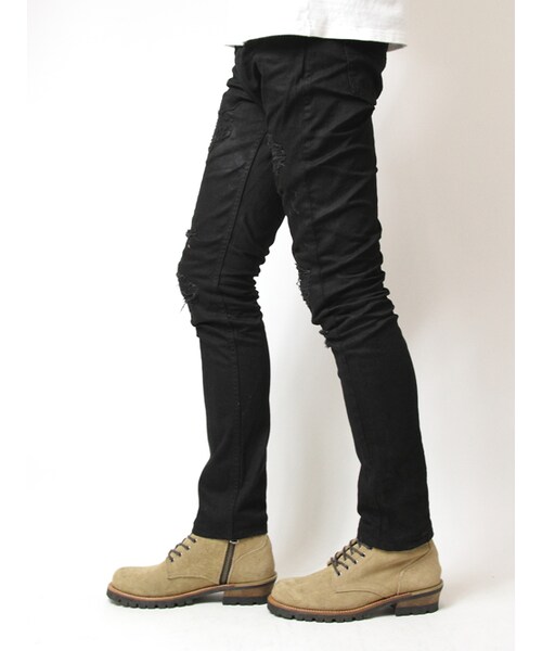 JACKROSE（ジャックローズ）の「BKダメージリメイクストレッチパンツ（パンツ・メンズ・ブラック・S/M/L/XL）」の2枚目の写真