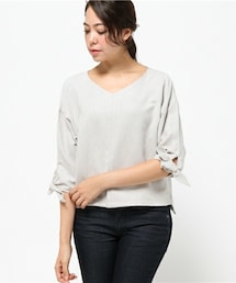 actuel | フェイクスエード袖リボントップス(シャツ/ブラウス)